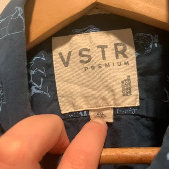 VSTR Premium Blue Animal Print Long Sleeve Button Up shirt XXL - Picture 2 of 4